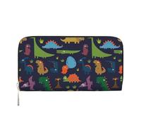 GaxfjRu Dinosaur Palm Leaf print Men's Vintage Look Leather Long Wallet Checkbook Wallets,Ladies Credit Card Holder