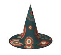 GaxfjRu Ethnic Circles Floral Pattern Print Halloween Witch Hat, Witch Costume Accessory For Halloween Cosplay Party Holiday Decoration 3pcs