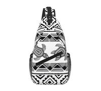 GaxfjRu Ethnic Turtle Striped print Small Sling Backpack Crossbody Sling Bag, Chest Bag Daypack Fanny Pack for Outdoors