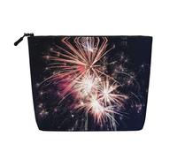 GaxfjRu Explosion Firework print Travel Makeup Bag Toiletry Bag akeUp Purse Pouch with Zipper Makeup Organizer for Women, Black, One Size