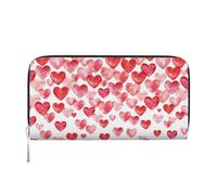 GaxfjRu Falling Red Hearts print Men's Vintage Look Leather Long Wallet Checkbook Wallets,Ladies Credit Card Holder