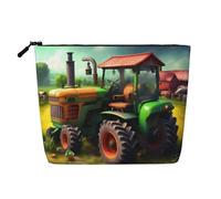 GaxfjRu Fantasy Farm Tractor print Travel Makeup Bag Toiletry Bag akeUp Purse Pouch with Zipper Makeup Organizer for Women, Black, One Size