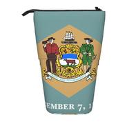 GaxfjRu Flag of Delaware Print Portable Telescoping Pencil Bag, Organizer with Multiple Slots, for Writing Tools Accessories