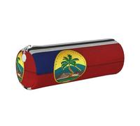 GaxfjRu Flag of Hawaii American Round Pencil Case Faux Leather - Storage for Pens, Pencils, Markers, Small Supplies Metal Zip with Leather