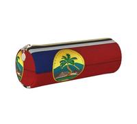 GaxfjRu Flag of Hawaii American Round Pencil Case Faux Leather - Storage for Pens, Pencils, Markers, Small Supplies Metal Zip with Leather