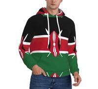 GaxfjRu Flag of Kenya print Men s Athletic Hoodies Fleece Lined Sweatshirt Pullover Soft Casual Winter Hooded Sweatshirt Black