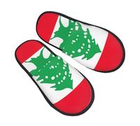 GaxfjRu Flag of Lebanon Plush Winter Slippers for Indoor Use, Soft Warm House Slippers for Guests and Home Comfort Unisex