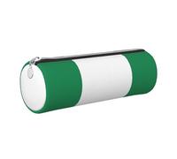 GaxfjRu Flag of Nigeria Round Pencil Case Faux Leather - Storage for Pens, Pencils, Markers, Small Supplies Metal Zip with Leather