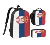 GaxfjRu Flag of Serbia print Lightweight Bookbag,3Pcs Backpack School Backpack with Lunch Box and Pencil Pouch
