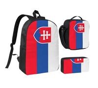 GaxfjRu Flag of Slovakia print Lightweight Bookbag,3Pcs Backpack School Backpack with Lunch Box and Pencil Pouch