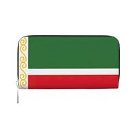 GaxfjRu Flag of the Chechen Republic print Men's Vintage Look Leather Long Wallet Checkbook Wallets,Ladies Credit Card Holder