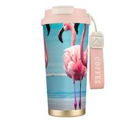 GaxfjRu Flamingo Beach 20 Oz with Lid, Vacuum Insulated Stainless Steel Coffee Mug, Tumbler for Hot and Cold Drinks