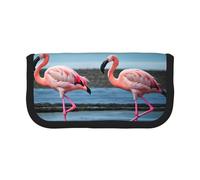 GaxfjRu Flamingos on The Beach Cute Dot Canvas Pencil Pouch Organized Storage for Picnics & Daily Use Makeup Pouch, Pencil Holder