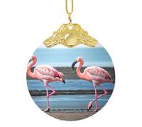 GaxfjRu Flamingos On The Beach Xmas Home Decorations Ornaments, Hanging Christmas Tree Gift Pendant For Holiday Cheer