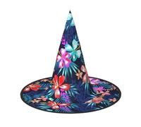 GaxfjRu Floral Blue Print Witch Hat For Women, Cute Halloween Costume Accessories, Adult Witches Hat With,Cosplay & Dress Up