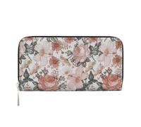 GaxfjRu Flower Paris Eiffel Tower print Men's Vintage Look Leather Long Wallet Checkbook Wallets,Ladies Credit Card Holder