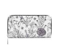 GaxfjRu Flowering Herbs and Herbaceous Plants print Men's Vintage Look Leather Long Wallet Checkbook Wallets,Ladies Credit Card Holder