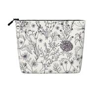 GaxfjRu Flowering Herbs and Herbaceous Plants print Travel Makeup Bag Toiletry Bag akeUp Purse Pouch with Zipper Makeup Organizer for Women, Black, One Size