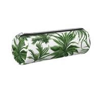 GaxfjRu Flowering Herbs and Herbaceous Plants Round Pencil Case Faux Leather - Storage for Pens, Pencils, Markers, Small Supplies Metal Zip with Leather