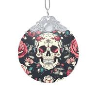 GaxfjRu Flowers Skull Ornamental Pattern Xmas Home Decorations Ornaments, Hanging Christmas Tree Gift Pendant For Holiday Cheer