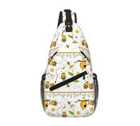 GaxfjRu Flying Bees Daisy Honey print Small Sling Backpack Crossbody Sling Bag, Chest Bag Daypack Fanny Pack for Outdoors