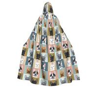 GaxfjRu French Bulldog Hooded Cloak - Halloween Short Medieval with Hood Full Length Hooded Halloween Costume for Women Men Black