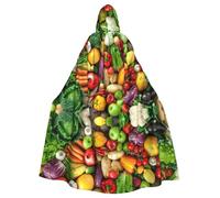 GaxfjRu Fresh Fruits and Vegetables Hooded Cloak - Halloween Short Medieval with Hood Full Length Hooded Halloween Costume for Women Men Black