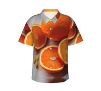 GaxfjRu Fresh Orange Fruit Hawaiian Shirts for Men WomenHawaiian Summer Short-Sleeve Casual Relaxed-Fit Button-Down