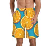 GaxfjRu Fresh Orange Fruit Print Mens Swim Trunks Quick Dry Swim Shorts Swimsuits with Pockets Beach Shorts for Men, White, M