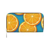 GaxfjRu Fresh Orange Fruit print Men's Vintage Look Leather Long Wallet Checkbook Wallets,Ladies Credit Card Holder