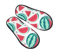 GaxfjRu Fruits Watermelon Plush Winter Slippers for Indoor Use, Soft Warm House Slippers for Guests and Home Comfort Unisex, Black, 5