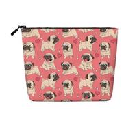 GaxfjRu Funny Cartoon Pug Puppy Dog print Travel Makeup Bag Toiletry Bag akeUp Purse Pouch with Zipper Makeup Organizer for Women, Black, One Size