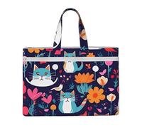 GaxfjRu Funny Cats Birds and Flowers print Tote Bag Canvas Laptop Bag for Women Casual Work Bags for Travel, Office, College