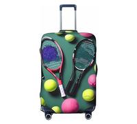 GaxfjRu Funny Tennis Racquets and Tennis Balls Print Suitcase Cover Protector Travel Luggage Cover Suitcase Washable Baggage Covers Anti-Scratch