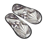 GaxfjRu Glitter Abstract Diamond Crystal Pattern Plush Winter Slippers for Indoor Use, Soft Warm House Slippers for Guests and Home Comfort Unisex, Black, 5