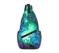 GaxfjRu Green Blue Purple Galaxy Crossbody Sling Bag Men Women, Casual Shoulder Backpack, Chest Daypack Satchel for Hiking Travel