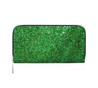 GaxfjRu Green Sequin Sparkle print Men's Vintage Look Leather Long Wallet Checkbook Wallets,Ladies Credit Card Holder