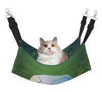 GaxfjRu Green Soccer Ball On Grassy Adjustable Cat Bed Hammock Perch For Window, Cozy Velvet Pet Sleeper And Lounge For Kittens