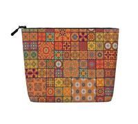 GaxfjRu Group of Moroccan Geometric print Travel Makeup Bag Toiletry Bag akeUp Purse Pouch with Zipper Makeup Organizer for Women, Black, One Size