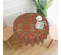 GaxfjRu Group of Moroccan Geometric Round Tablecloth - 60-inch Fabric Round Table Clothes for Indoor - Soft Durable Spring Round Tablecloth for All Round Tables