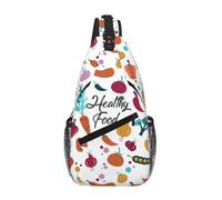 GaxfjRu Healthy Food print Small Sling Backpack Crossbody Sling Bag, Chest Bag Daypack Fanny Pack for Outdoors