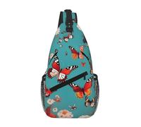 GaxfjRu Hen Flying Butterflies Among Flowers Crossbody Sling Bag Men Women, Casual Shoulder Backpack, Chest Daypack Satchel for Hiking Travel