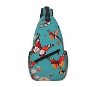 GaxfjRu Hen Flying Butterflies Among Flowers print Crossbody Bag for Women Men Sling Bag for Travel Hiking Crossbody Sling Backpack