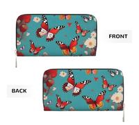 GaxfjRu Hen Flying Butterflies Among Flowers Print Small Leather Wallet for Women, Ladies Credit Card Holder Women's Pocket Purse