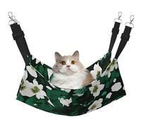GaxfjRu Hunter Green Floral Petals Pattern Adjustable Cat Bed Hammock Perch For Window, Cozy Velvet Pet Sleeper And Lounge For Kittens