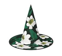 GaxfjRu Hunter Green Floral Petals Pattern Print Halloween Witch Hat, Witch Costume Accessory For Halloween Cosplay Party Holiday Decoration 3pcs
