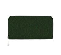 GaxfjRu Hunter Green Floral Petals Pattern print Men's Vintage Look Leather Long Wallet Checkbook Wallets,Ladies Credit Card Holder