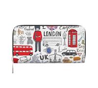 GaxfjRu I Love London print Men's Vintage Look Leather Long Wallet Checkbook Wallets,Ladies Credit Card Holder