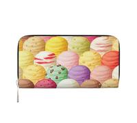 GaxfjRu Ice Cream print Men's Vintage Look Leather Long Wallet Checkbook Wallets,Ladies Credit Card Holder