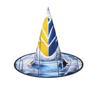 GaxfjRu Ice Hockey Art Pattern Print Halloween Witch Hat, Witch Costume Accessory For Halloween Cosplay Party Holiday Decoration 3pcs